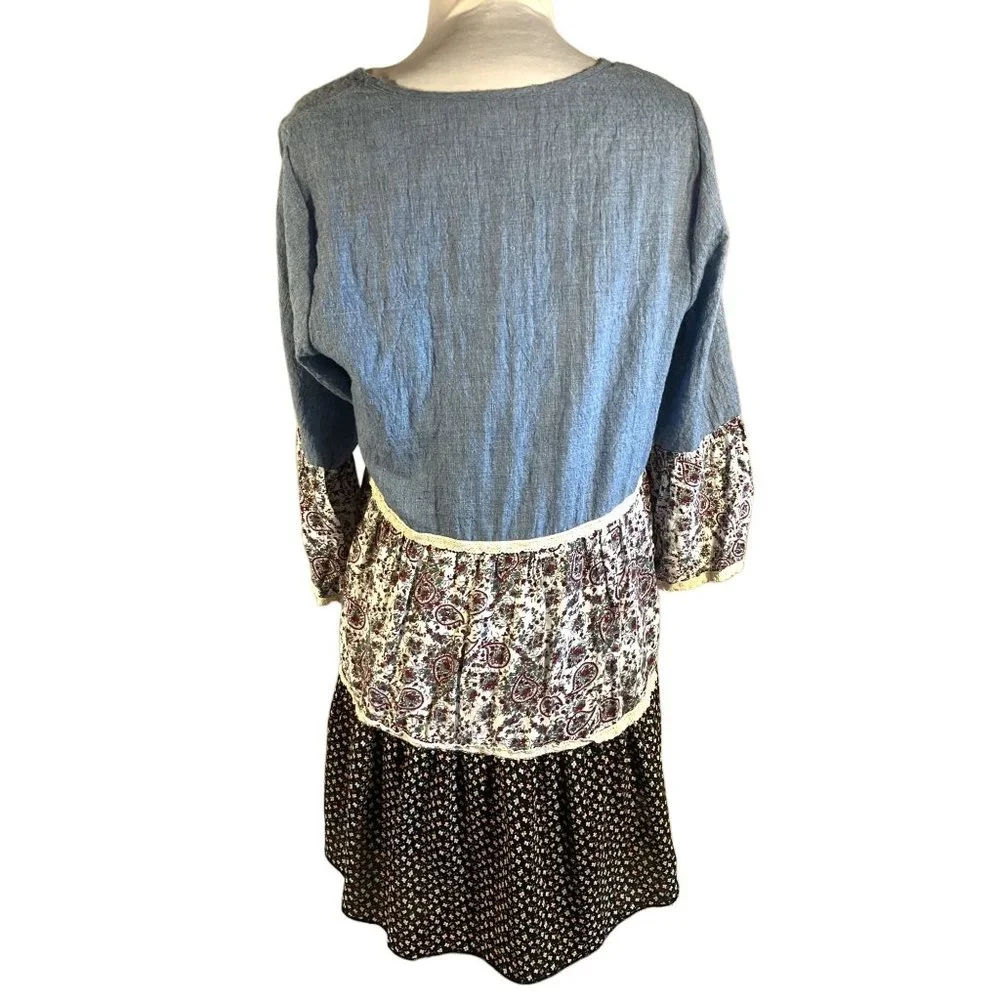 Altard State Shirt Women Size Medium Ruffle Tiered Modest - Picture 3 of 4